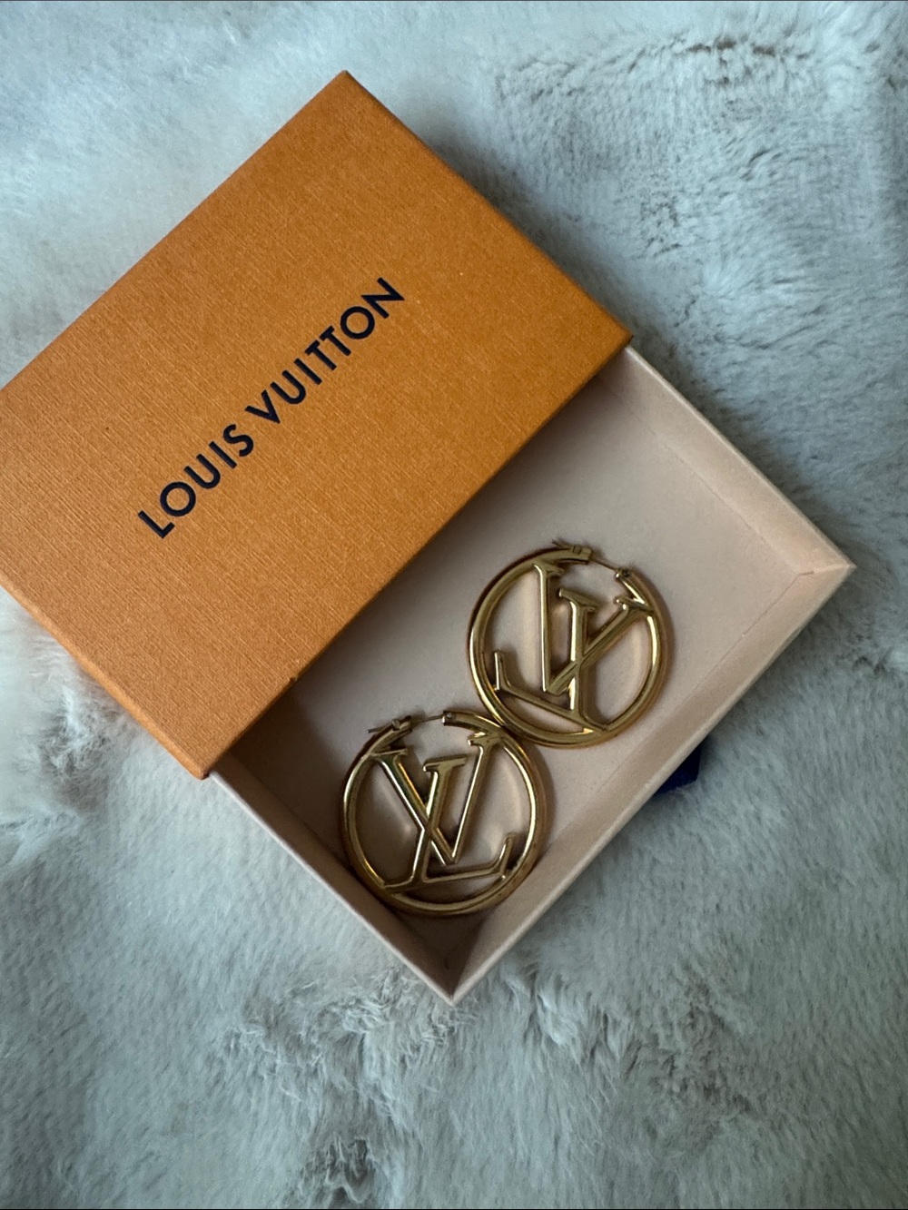 Louis Vuitton Gold LV Circle Logo Hoop Earrings - Women's Accessories authentic